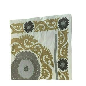 Pottery Barn Suzani Metallic GOLD embellished embroidered pillow cover‎ 24x24"